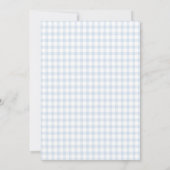 Blue Gingham Teddy Bear Neutral Baby Shower Einladung (Rückseite)