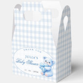 Blue Gingham Teddy Bear Neutral Baby Shower Geschenkschachtel (Offen)