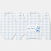 Blue Gingham Teddy Bear Neutral Baby Shower Geschenkschachtel (Ungeklappt)