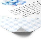 Blue Gingham Teddy Bear Neutral Baby Shower Poster (Ecke)