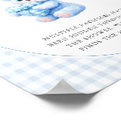 Blue Gingham Teddy Bear Neutral Baby Shower Poster (Ecke)