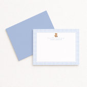 Blue Gingham Teddy Bear Nursery Note Card Ankündigung