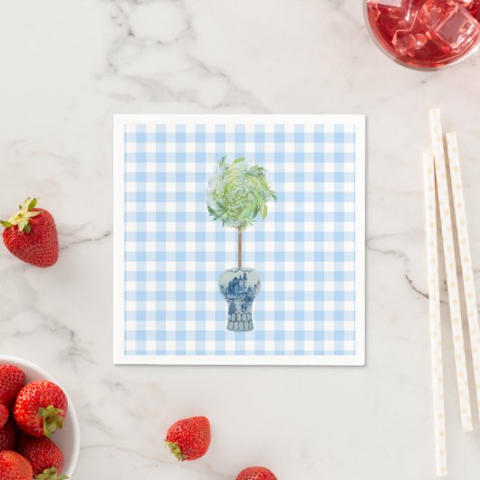 Blue Gingham Topiary Paper Serviette (Beispiel)