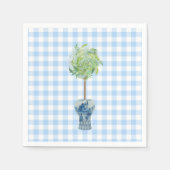 Blue Gingham Topiary Paper Serviette (Vorderseite)