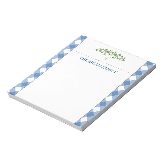 Blue Gingham Tree Classic Notizblock (Rotiert)