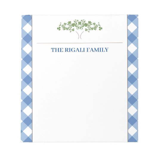 Blue Gingham Tree Classic Notizblock (Vorderseite)