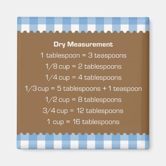 Blue Gingham Trockenmesskarte Küchenhelfer Magnet (Vorne)