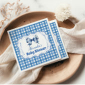 Blue Gingham und Bow Baby Shower Serviette