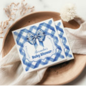 Blue Gingham und Bow Baby Shower Serviette