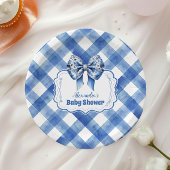 Blue Gingham und Bow Pappteller