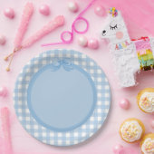 Blue Gingham und Bow Party Plate Pappteller (Party)