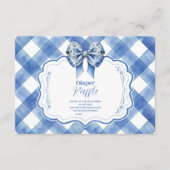 Blue Gingham und Bow Raffle Diapper Begleitkarte (Vorderseite)