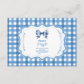 Blue Gingham und Bow Raffle Diapper Begleitkarte (Vorderseite)