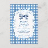 Blue Gingham und Bow Raffle Diapper Enclos Begleitkarte (Vorderseite)