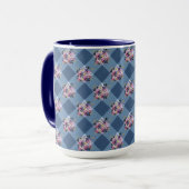 Blue Gingham und Lila Blue Floral Country Tasse (Vorderseite Links)