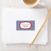 Blue Gingham und Red Address Label Adressaufkleber (Insitu)
