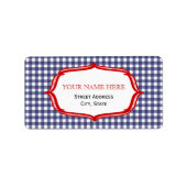 Blue Gingham und Red Address Label Adressaufkleber (Vorne)