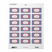 Blue Gingham und Red Address Label Adressaufkleber (Vorne)