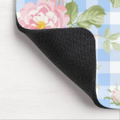 Blue Gingham und Rose Mousepad (Ecke)