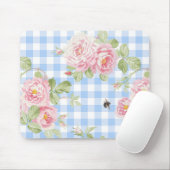 Blue Gingham und Rose Mousepad (Mit Mouse)