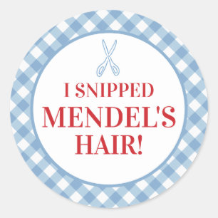 Blue Gingham Upsherin "I Snippe Seine Haare!" Aufk Runder Aufkleber