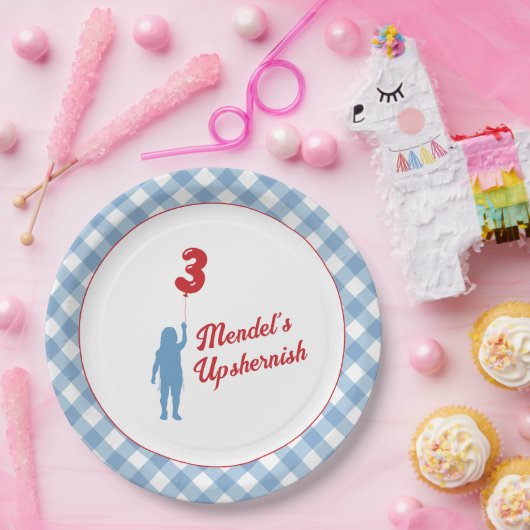 Blue Gingham Upsherin Paper Teller (Party)