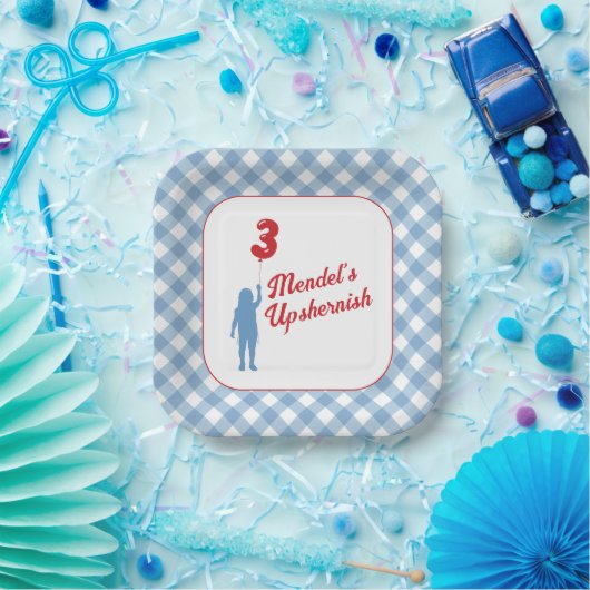 Blue Gingham Upsherin Paper Teller (Party)