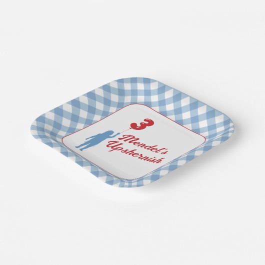 Blue Gingham Upsherin Paper Teller (Gewinkelt)