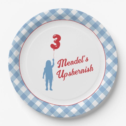 Blue Gingham Upsherin Paper Teller (Vorderseite)