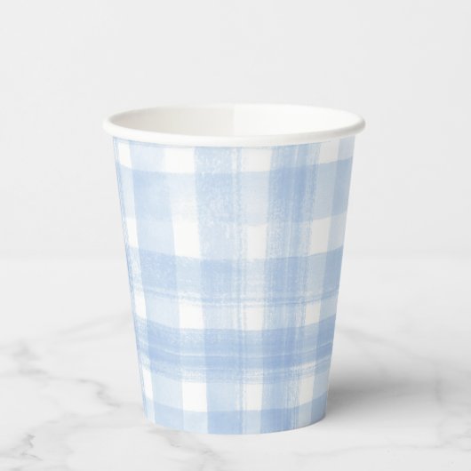 Blue Gingham Watercolor Pappbecher (Links)