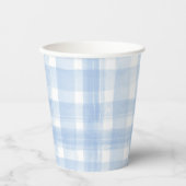 Blue Gingham Watercolor Pappbecher (Vorderseite)
