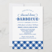 Blue Gingham Wedding Probe Dinner Barbecue Einladung (Vorderseite)