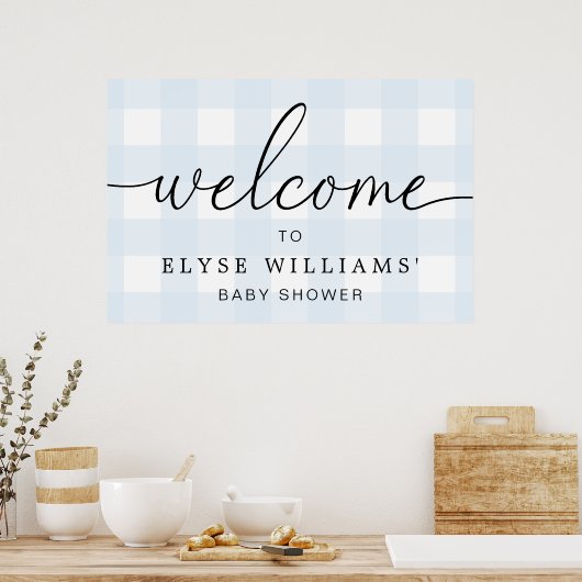 Blue Gingham Welcome Sign Poster (Küche)