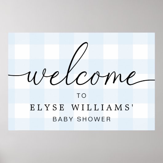 Blue Gingham Welcome Sign Poster (Vorne)