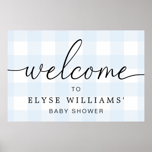 Blue Gingham Welcome Sign Poster (Vorne)