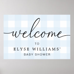 Blue Gingham Welcome Sign Poster