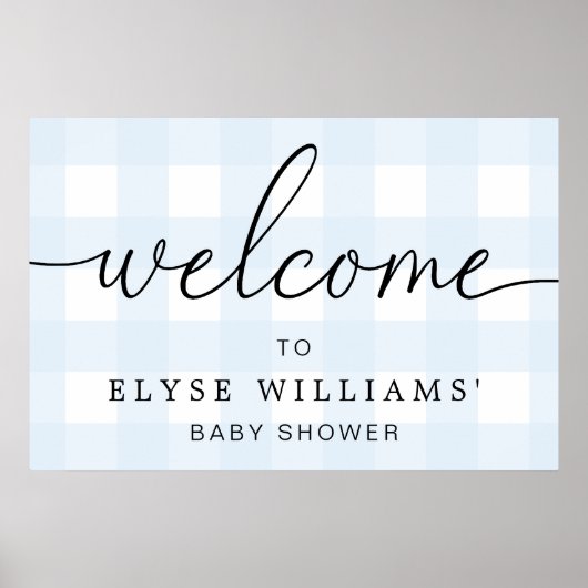 Blue Gingham Welcome Sign Poster (Vorne)