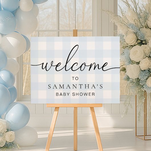 Blue Gingham Welcome Sign Poster