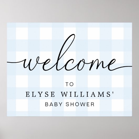 Blue Gingham Welcome Sign Poster (Vorne)