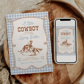 Blue Gingham Western Baby Shower Invitation Einladung