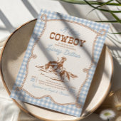 Blue Gingham Western Baby Shower Invitation Einladung