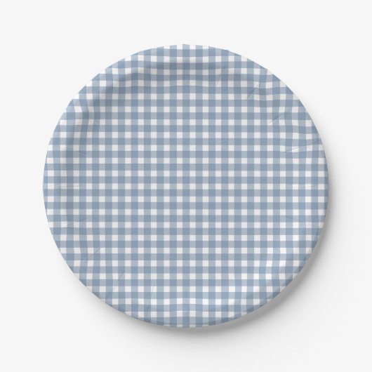 Blue Gingham Western Party Pappteller (Vorderseite)