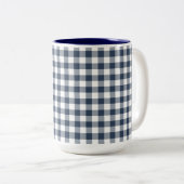 Blue Gingham Zweifarbige Tasse (VorderseiteRechts)