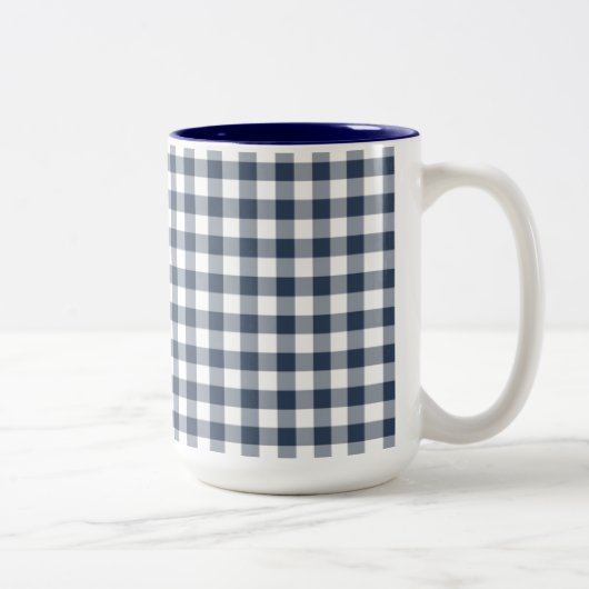 Blue Gingham Zweifarbige Tasse (Rechts)