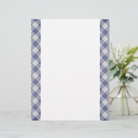 Blue Gingham zweiseitiges Papier (Stehend Vorderseite)