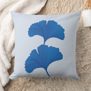 Blue Ginkgo Leaf individuell anpassbare Hintergrun Kissen