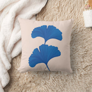 Blue Ginkgo Leaf individuell anpassbare Hintergrun Kissen