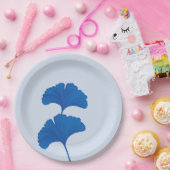 Blue Ginkgo Leaf individuell anpassbare Hintergrun Pappteller (Party)