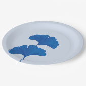 Blue Ginkgo Leaf individuell anpassbare Hintergrun Pappteller (Schrägansicht)