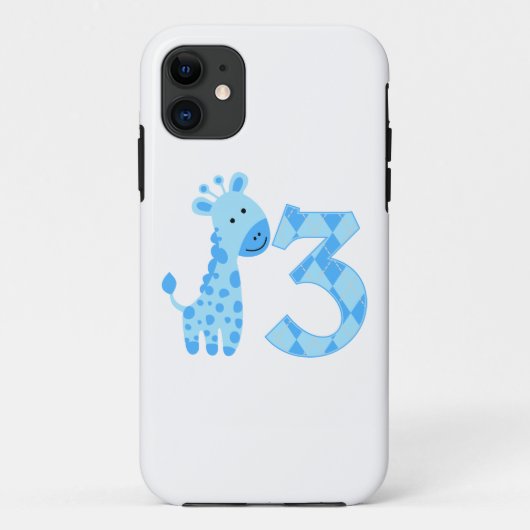 Blue Giraffe 3. Geburtstag Case-Mate iPhone Hülle (Rückseite)